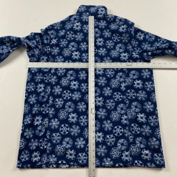 Lands End 1 4 Zip Pullover Fleece Womens XL TALL Blue Snowflakees - Picture 8 of 10